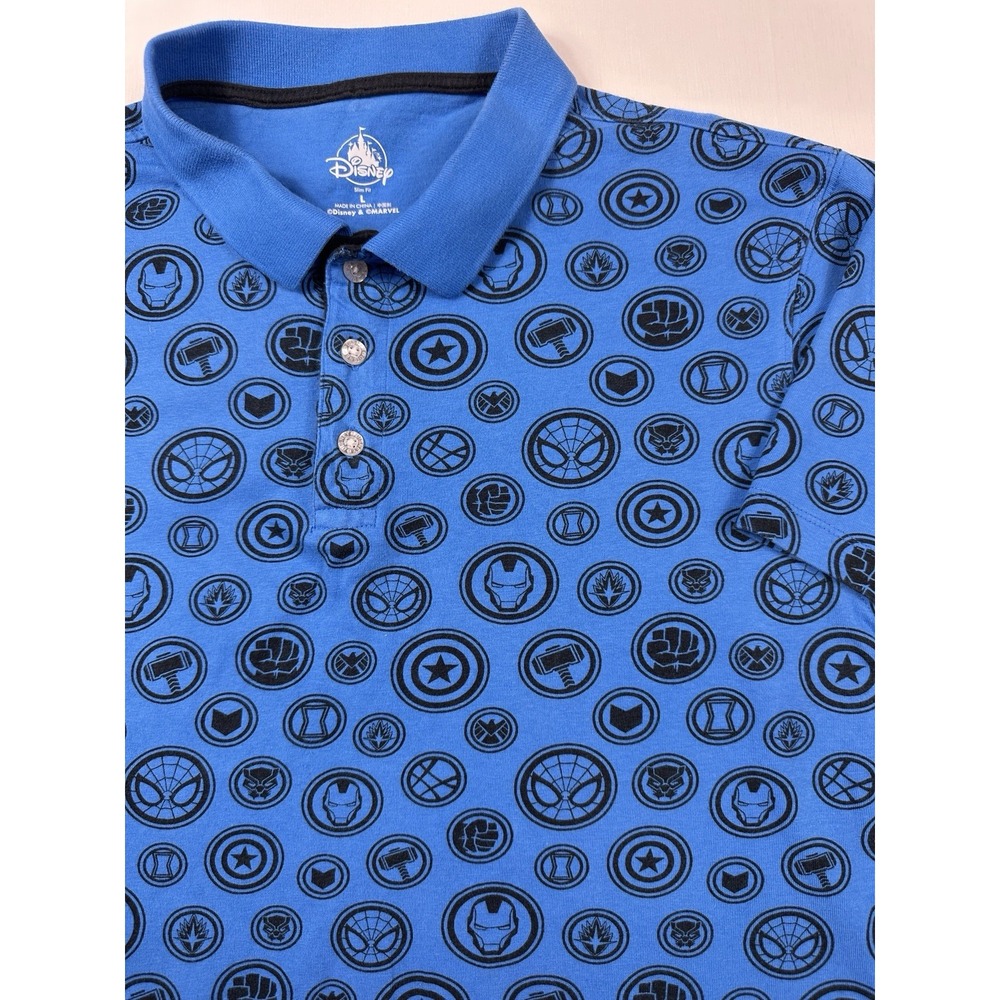 Disney Marvel Shirt Men/Teen Shirt Large Slim Fit Blue Short Sleeve‎